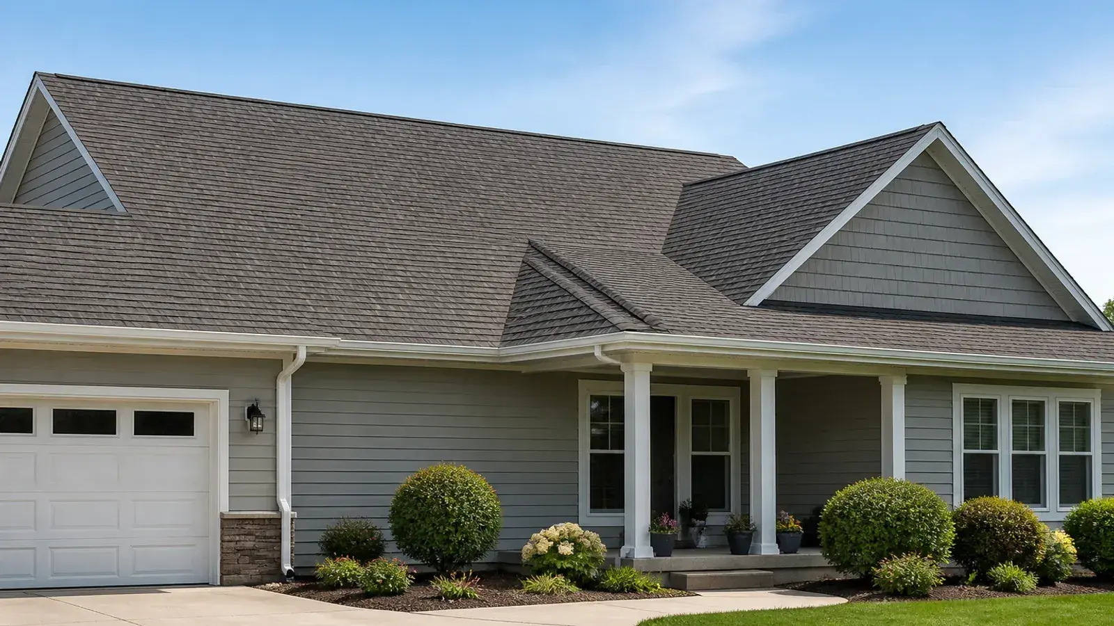 Clean residential roof after professional exterior cleaning